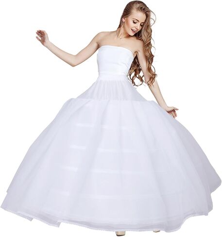 Women 6 Hoop Skirt Tulle Ball Gown Petticoat Crinoline for Bridal Wedding Under Dress, Half Slip Underskirt for Quinceanera Dress Plus Size in Kuwait
