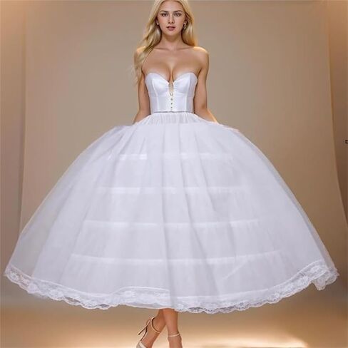 Women 6 Hoop Skirt Tulle Ball Gown Petticoat Crinoline for Bridal Wedding Under Dress, Half Slip Underskirt for Quinceanera Dress Plus Size in Kuwait