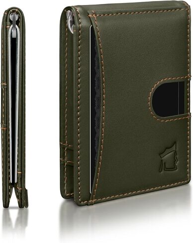 Kingly Mens Cash Clip Wallet Leather | Minimalist Wallet for Men RFID Blocking | Front Pocket Wallet Holds 12 Cards | Leather Wallet with Money Clip for Men | Slim Bifold Wallet for Men w/Pull Tab in Saudi Arabia