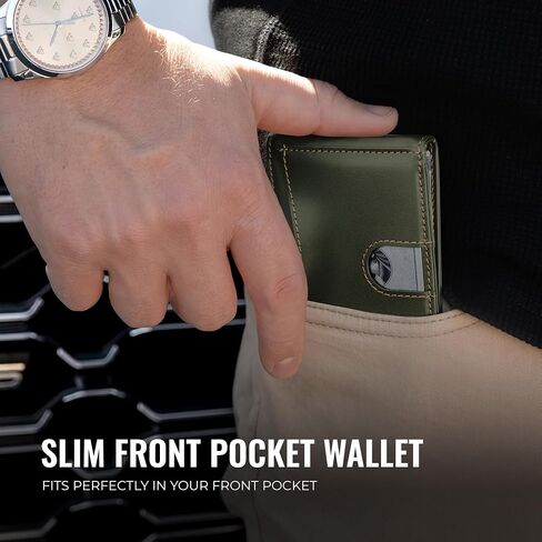 Kingly Mens Cash Clip Wallet Leather | Minimalist Wallet for Men RFID Blocking | Front Pocket Wallet Holds 12 Cards | Leather Wallet with Money Clip for Men | Slim Bifold Wallet for Men w/Pull Tab in Saudi Arabia