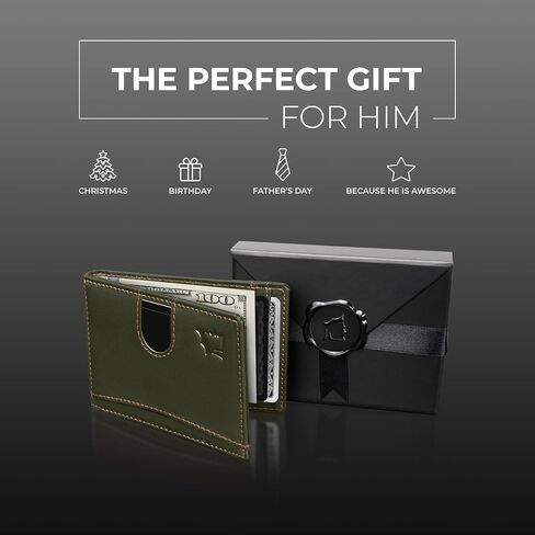 Kingly Mens Cash Clip Wallet Leather | Minimalist Wallet for Men RFID Blocking | Front Pocket Wallet Holds 12 Cards | Leather Wallet with Money Clip for Men | Slim Bifold Wallet for Men w/Pull Tab in Saudi Arabia