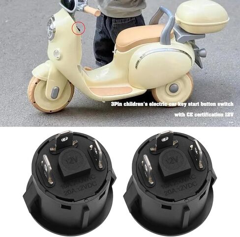 SING F LTD 2Pcs Power Start Button Switch 3Pin One Button Start Switch 12V for Children's Electric Car RC Remote Ccontrol Electric Car(26mm) in Kuwait