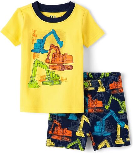 The Children's Place Baby Boy's and Toddler Sleeve Top and Shorts Snug Fit 100% Cotton 2 Piece Pajama Set, Firetruck Hero in Saudi Arabia