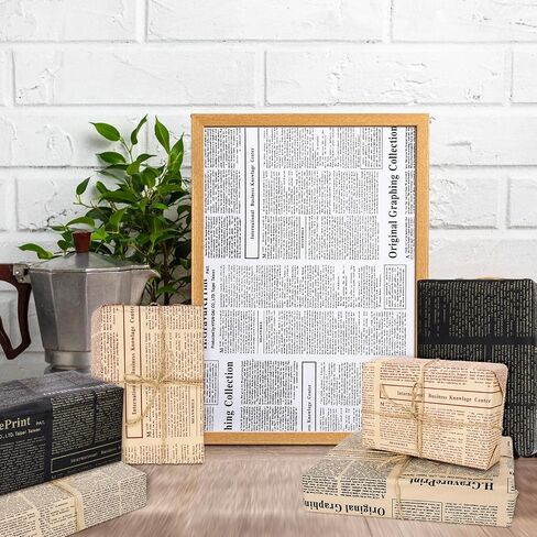 Whaline 90 Sheet Vintage Newspaper Tissue Paper Retro Old Newsprint Gift Wrapping Paper 13.7 x 19.6 Inch Kraft Magazine Newspaper Art Tissue Paper for Wedding Birthday Baby Shower Party Craft Decor in Saudi Arabia