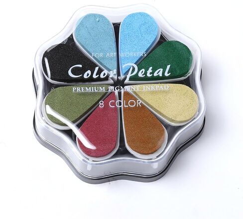Gripebao 8 Colors Petal Ink Pad for Rubber Stamps, Washable Rainbow Stamp Pad, Colored Craft Ink Pads for Stamping, Card Making, Scrapbook, Finger Print Ink Pads for Paper Wood Fabric DIY, 1025 in Saudi Arabia