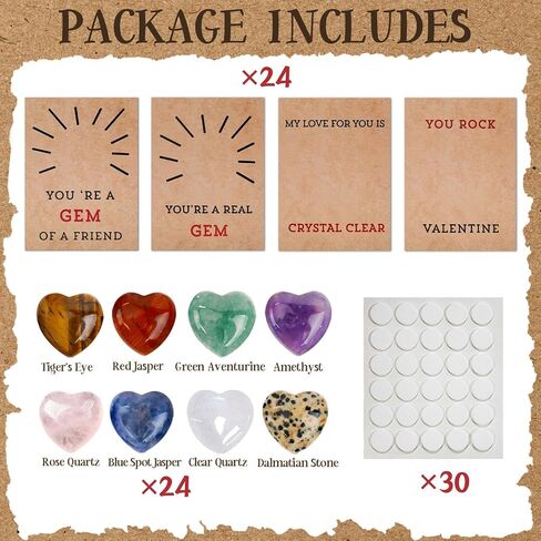 24pcs عيد الحب يوم الأحجار الكريمة ، بطاقة عيد الحب عيد الحب ، 2025 عيد الحب بطاقة الكريستال على شكل قلب ، تبادل هدايا عيد الحب من الذكور والإناث in Saudi Arabia