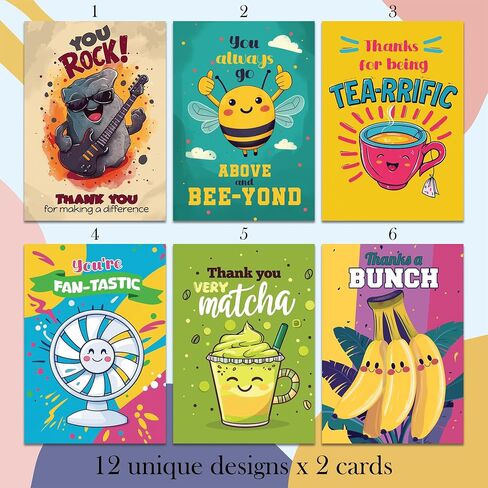 Hat Acrobat Employee Appreciation Cards with Envelopes - 24 Encouragement Cards to Inspire Your Team, Staff, Students or The Perfect Appreciation Gifts Compliment (8 designs) in Kuwait