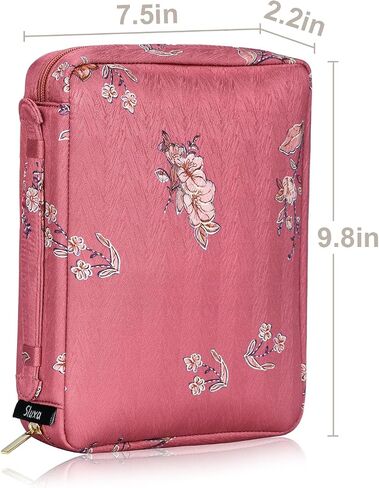 Luxury Silk Stain Bible Cover case for Women, Pink Bible Cases for Woman， Classic Flower Bible Study Supplies for Women Men. Multifunction Bible Tote Bag. in Saudi Arabia