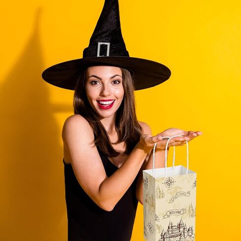 Treela 24 Pcs Magical Wizard Gift Paper Bags Pumpkin Party Favor Bags Vintage Castle Decor Goodie Bags for Kids Boy Girl Birthday Party Halloween Party Supplies(Wizard) in Saudi Arabia