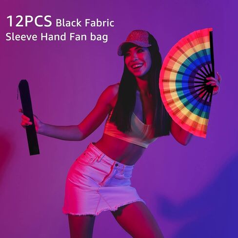 Windyun 12 PCS Long Velvet Draphring Hand Hand Fan Bags Black Fabric Hand Sweves Have Protector Gift Glack Bage Pouch Pouch Pouch For Party Party Wedding (14.57 × 2.76 بوصة) in Kuwait