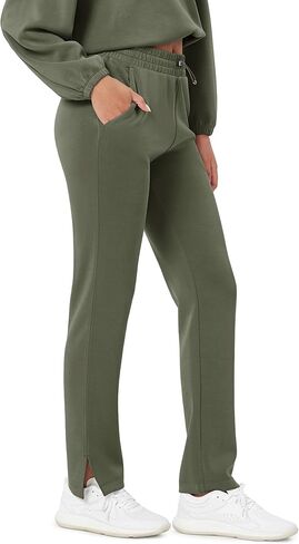 ODODOS Women's Modal Soft Split-Hem High Waist Pants with Pockets Adjustable Shockcord Casual Lounge Pants in Kuwait