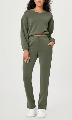 ODODOS Women's Modal Soft Split-Hem High Waist Pants with Pockets Adjustable Shockcord Casual Lounge Pants in Kuwait