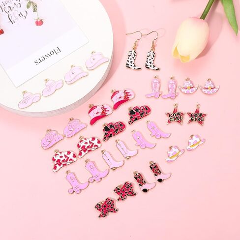 30PCS Western Charms for Jewelry Making, Synthetic Turquoise Charms Cowboy Cowgirl Boot Hat Cactus Lightning Pendant Charms for Bracelet Necklace Making DIY Crafts in Saudi Arabia