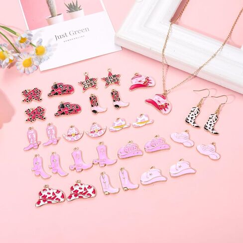 30PCS Western Charms for Jewelry Making, Synthetic Turquoise Charms Cowboy Cowgirl Boot Hat Cactus Lightning Pendant Charms for Bracelet Necklace Making DIY Crafts in Saudi Arabia