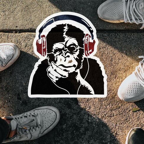 FINGERINSPIRE 6 PCS Bansky Graffiti Stencils 11.8x11.8 inch with Bamboo Brush Large Chimpanzee Monkey Templates Robot Human Graffiti Stencils Earphone Kettle Heart Templates Banksy Theme Stencils in Saudi Arabia