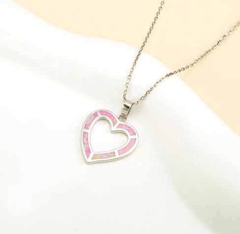 Heart Pendant Necklace for Women - Silver Fashion Jewelry in Saudi Arabia