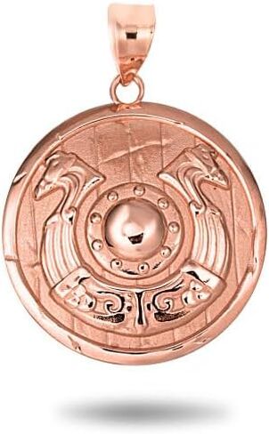 10K Yellow, White, or Rose Gold Viking Horseshoe Shield Norse Charm Pendant - Choice of Metal in Saudi Arabia