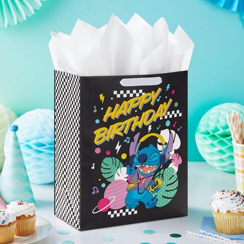 Hallmark Disney 13" Large Birthday Gift Bag with Tissue Paper (Lilo and Stitch) for Kids, Grandchildren, Friends in Saudi Arabia