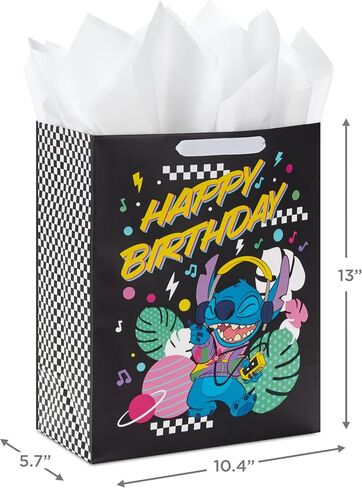 Hallmark Disney 13" Large Birthday Gift Bag with Tissue Paper (Lilo and Stitch) for Kids, Grandchildren, Friends in Saudi Arabia