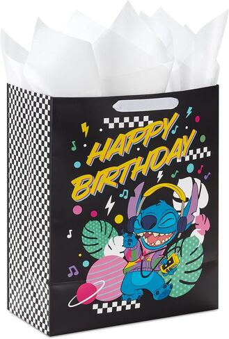 Hallmark Disney 13" Large Birthday Gift Bag with Tissue Paper (Lilo and Stitch) for Kids, Grandchildren, Friends in Saudi Arabia