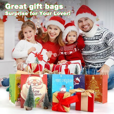 24Pcs Christmas Kraft Gift Bags, Holiday Paper Gift Bags, Medium Christmas Gift Bags with Handles, Christmas Kraft Paper Bags Bulk, Christmas Paper Bags with Handles , Six Designs for Christmas Holidays Party Favors and Presents in Saudi Arabia