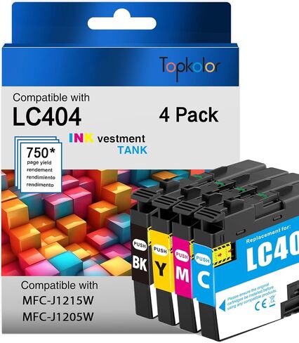 LC404 Ink Cartridges High Yield Replacement for Brother LC404 LC-404 LC404XL Ink Cartridge Compatible with Brother MFC-J1205W MFC-J1215W Printer (LC404 LC 404, 4-Pack) in Saudi Arabia