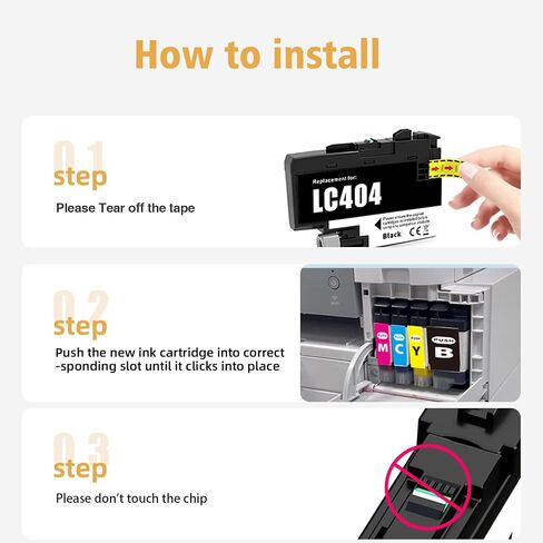 LC404 Ink Cartridges High Yield Replacement for Brother LC404 LC-404 LC404XL Ink Cartridge Compatible with Brother MFC-J1205W MFC-J1215W Printer (LC404 LC 404, 4-Pack) in Saudi Arabia