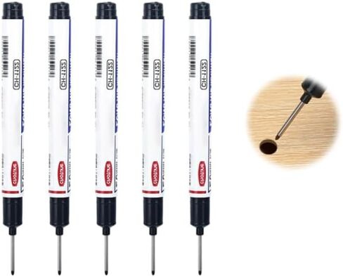 Multicolor Long Head Deep Hole Marker Pens,Permanent Markers, Set of 5, For Woodworking (White) in Kuwait