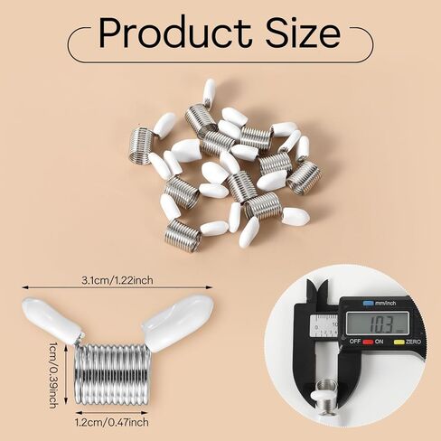 سدادة حبة 10pcs لتصنيع المجوهرات المصنوعة من مجوهرات PVC تصنيع مشابك حبة الربيع الأسلاك الإبداعية للأسلحة الصيفية لصنع المجوهرات إلى حبات Advoid من السقوط (Silver + White) in Kuwait