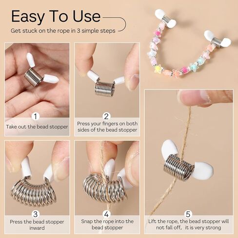سدادة حبة 10pcs لتصنيع المجوهرات المصنوعة من مجوهرات PVC تصنيع مشابك حبة الربيع الأسلاك الإبداعية للأسلحة الصيفية لصنع المجوهرات إلى حبات Advoid من السقوط (Silver + White) in Kuwait