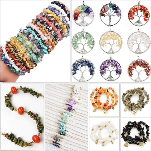 500 pcs Natural Chip Stone Beads, Amazonite Aquamarine 5-8 mm Irregular Gemstones Healing Crystal Loose Rocks Bead Hole Drilled for Jewelry Making Bracelet in Kuwait