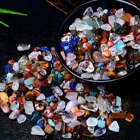 500 pcs Natural Chip Stone Beads, Amazonite Aquamarine 5-8 mm Irregular Gemstones Healing Crystal Loose Rocks Bead Hole Drilled for Jewelry Making Bracelet in Kuwait
