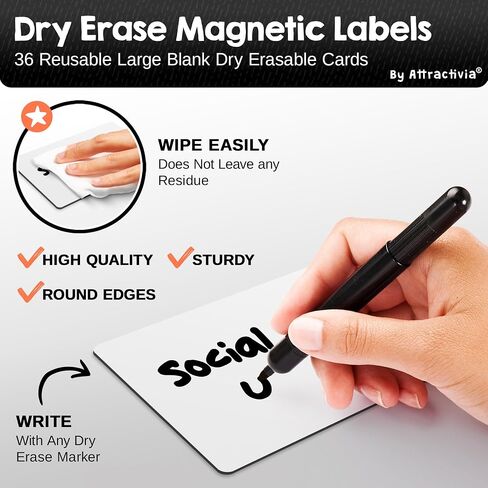 Dry Erase Magnetic Labels 3.7 x 2.8 in, Color Borders, Medium Dry Erase Magnets, 20-Pack, White Erasable Write-On All-Purpose Labels, for Office, Education, Home, Whiteboard in Saudi Arabia