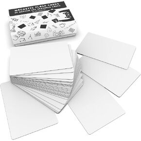 Dry Erase Magnetic Labels 3.7 x 2.8 in, Color Borders, Medium Dry Erase Magnets, 20-Pack, White Erasable Write-On All-Purpose Labels, for Office, Education, Home, Whiteboard