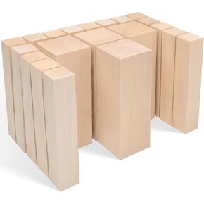 Beavercraft Basswood Corving Blocks BW20 PCS - خشب ناعم لنحت كتل خشبية غير مكتملة 6 "х 2 أحجام - الخشب الخشب ، خشب باسك كبير فارغ للحرف اليدوية