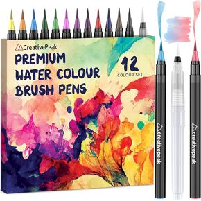 Creativepeak Watercolor Brush Pens, 48 Vibrant Soft Tip Coloring Markers w/ 2 Blending Brushes, Watercolor Brush Pen Set for Calligraphy, Lettering, Coloring & Journaling, Premium Art Supplies