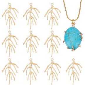 NBEADS 20 Pcs Branch Shape Blanks Prong Pendant Settings, Handmade Claw Pendant Tray Bezel Pendant Trays Alloy Pendant Charms for DIY Crafs Necklace Jewelry Making, Golden