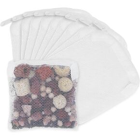 20PCS Aquarium Filter Media Bags for Aquarium with Zipper, Fine Mesh Bag Reusable Strong Polyester for Activated Carbon, Bio Filter Balls, Ceramic Rings, Filter Stones White 7.8" x 5.9"