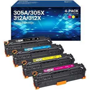 305A Toner Cartridge Compatible for HP 305A 305X 4 Pack CE410A High Yield for Laserjet Pro 400 Color MFP M451dn M475dn M476nw Pro 300 Color M351A M351 Printer (Black, Cyan, Magenta, Yellow)