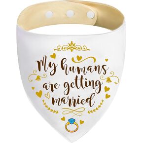 My Humans are Getting Married Dog Bandana with Snap Button - Silky Satin Wedding Pet Scarf, Engagement Gift, Wedding Announcement Accessory for Dogs, Wedding Photo Prop, Bridal Party Gift (X-Large)