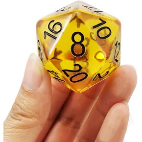 Bescon Amber Jumbo D20 38MM, Big Size 20 Sides Dice, Big 20 Faces Cube 1.5 inch