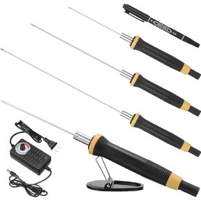 Threlaco 6 Pcs Foam Cutter Electric Hot Wire Cutter Pen Tools Kit, 4'', 6'', 8'' Foam Board Cutter with Stand, 110-220V/ 36W Digital Voltage Apaptor, Cutting Pen for Foam Cutting, Arts, Crafting