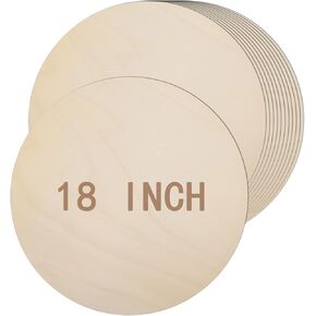 18 Pack 18 Inch Round Wood Circles for Crafts Blank Round Wood Cutouts Unfinished Round Wood Discs Large Unfinished Wood Circles for Door Hanger Design Wood Burning