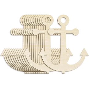 Anglechic 12 Pack 12 Inch Blank Anchor Cutout Unfinished Wood Anchor Slices Wooden Anchor for Crafts Summer Anchor Shaped Ornaments Door Hanger Decor for Summer Home Party Decoration Craft Project