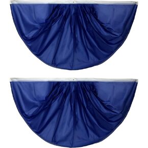 Navy Blue Pure Solid Color Fan Fan Flag Bunting 3 × 6 أقدام بلون مطوي 2 PCS لافتة مروحة العلم الداخلية/الخارجية/الأمامية الشرفة ، لون نصف مروحة العلم ديكورات العطلات الوطنية.
