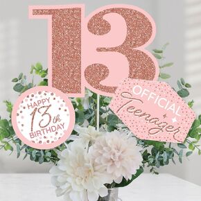 Big Dot of Happiness 13th Pink Rose Gold Birthday - Happy Birthday Party Centerpiece Sticks - Table Toppers - Set of 15 in Kuwait