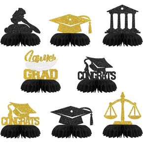 Congrats Lawyer Table Honeycomb Centerpieces Decorations - Glitter 8 Pcs Law School Graduation Party Table Toppers Decor - Congrats Grad - Law Grad Graduation Party Decoration Supplies