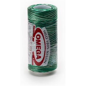 Nylon NO.2 [Variegated] by Omega - Strong 100% Nylon String Cord for Fine Crochet and Crafts - Color: 82 Emerald Hues