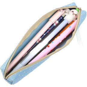 Blue Pencil Case, Cute Stationeries Pouch, Kawaii Pencil Pouch, Candy Color Pencil Box, Super Slim Pen Bag, Wave Point Cosmetic Bag