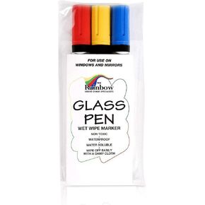 Glass Pen Window Marker: Liquid Chalk Markers for Glass, Car Marker or Mirror Pen with Washable Paint - Car Windows, Storefront Window, Wedding, Parade, Party & Holiday Decorations (3 Pens - Wide Tip)